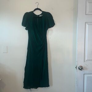 Reformation Brenna Dress in Emerald green